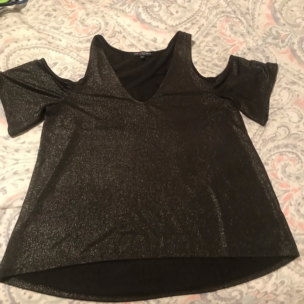 Black sparkle off the shoulder
